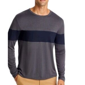 Theory Sweater Mens XL Contrast Stripe Stretch Knit Crew Neck Preppy Office